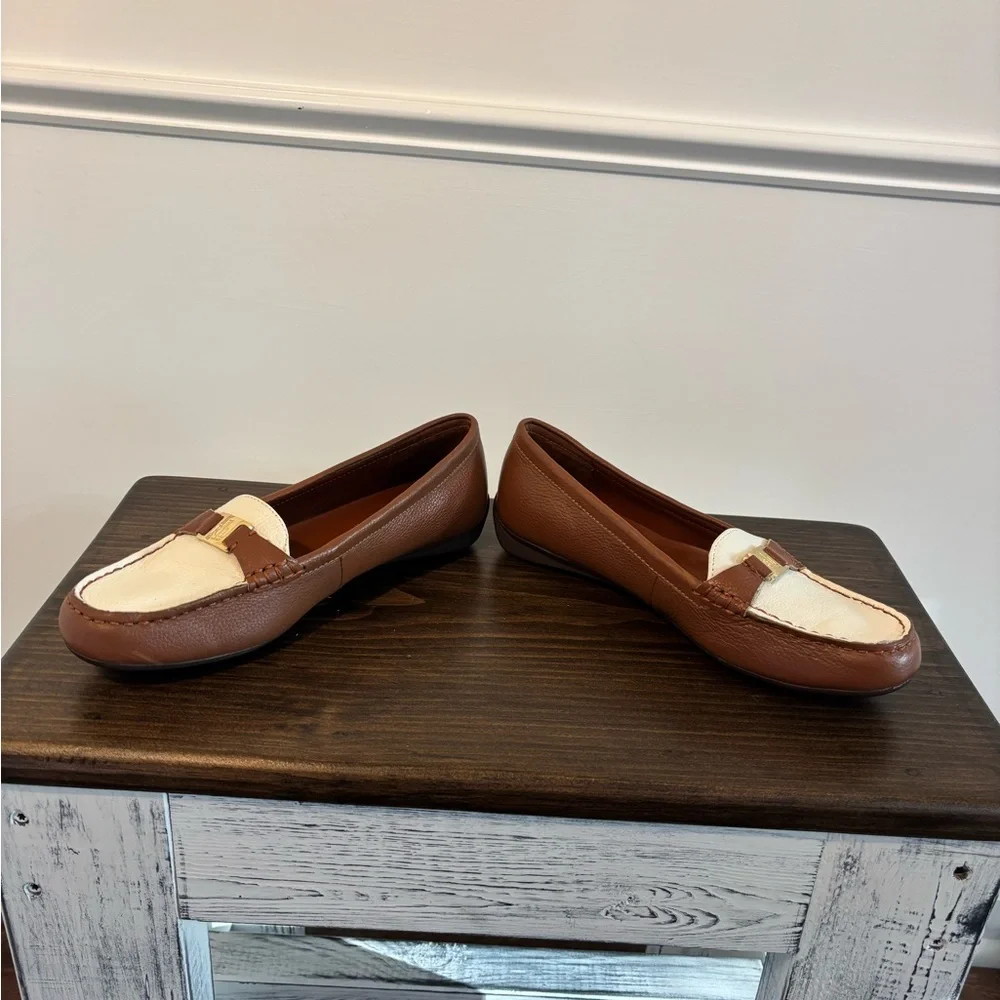 Vintage Lauren Ralph Lauren Brown/White Driving Loafers Size 8*